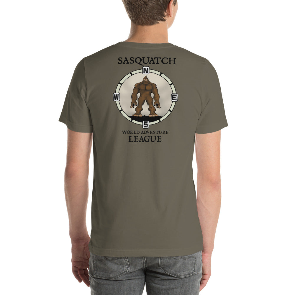 Squatch Compass on front Unisex t-shirt 12 colors available!