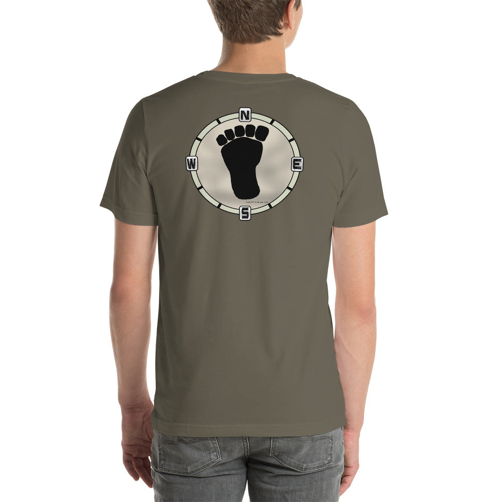 Foot Print Compass on back Unisex t-shirt 10 colors available