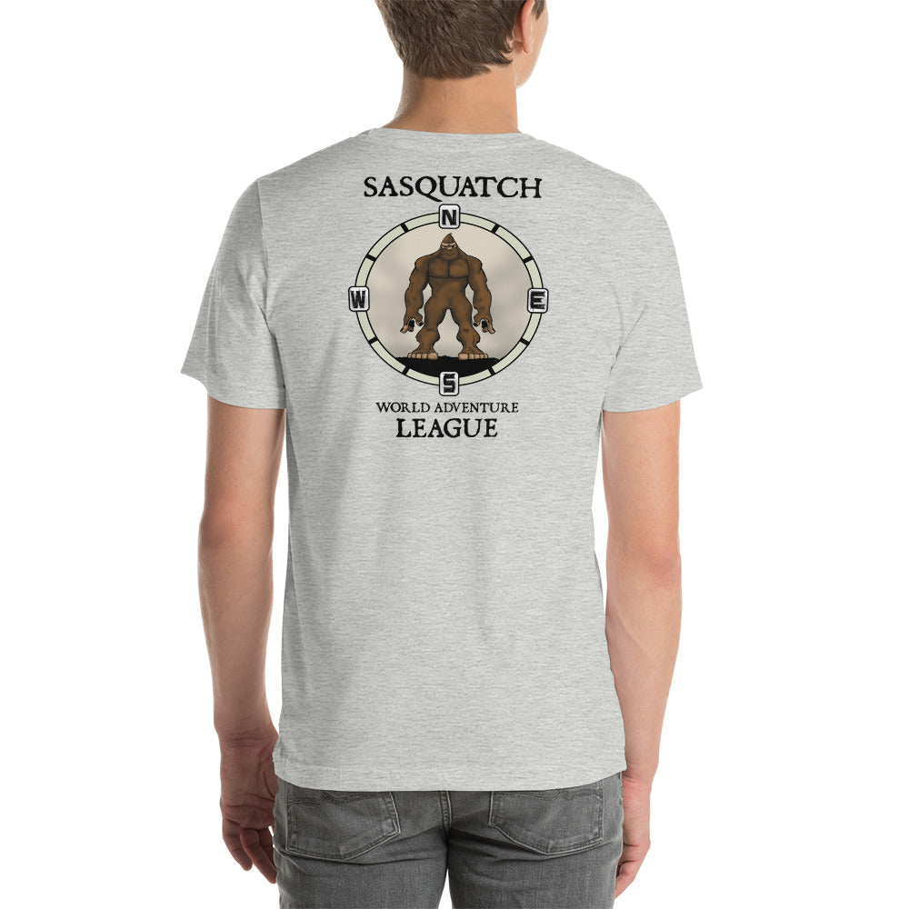 Squatch Compass on front Unisex t-shirt 12 colors available!