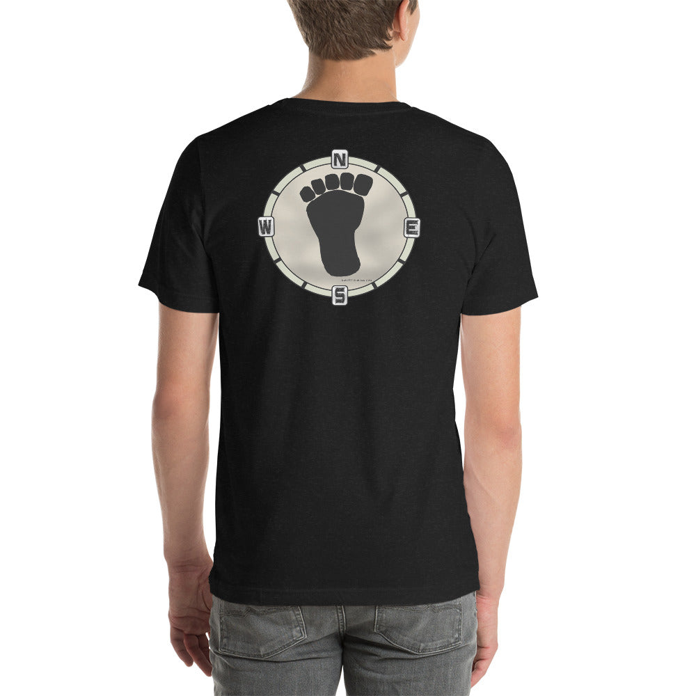 Foot Print Compass on back Unisex t-shirt 10 colors available