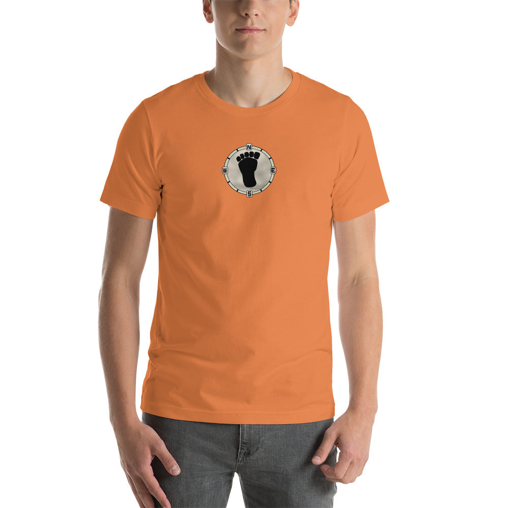 Squatch Compass on front Unisex t-shirt 12 colors available!