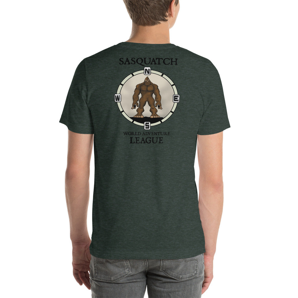 Squatch Compass on front Unisex t-shirt 12 colors available!