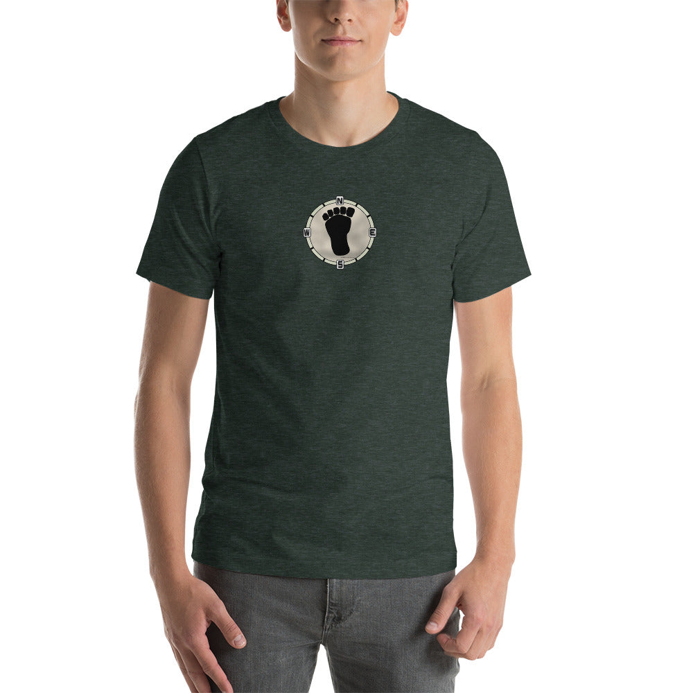 Squatch Compass on front Unisex t-shirt 12 colors available!