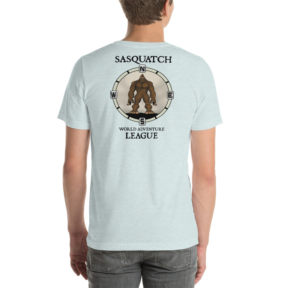 Squatch Compass on front Unisex t-shirt 12 colors available!