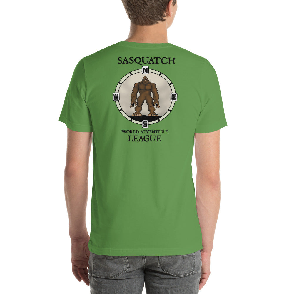 Squatch Compass on front Unisex t-shirt 12 colors available!