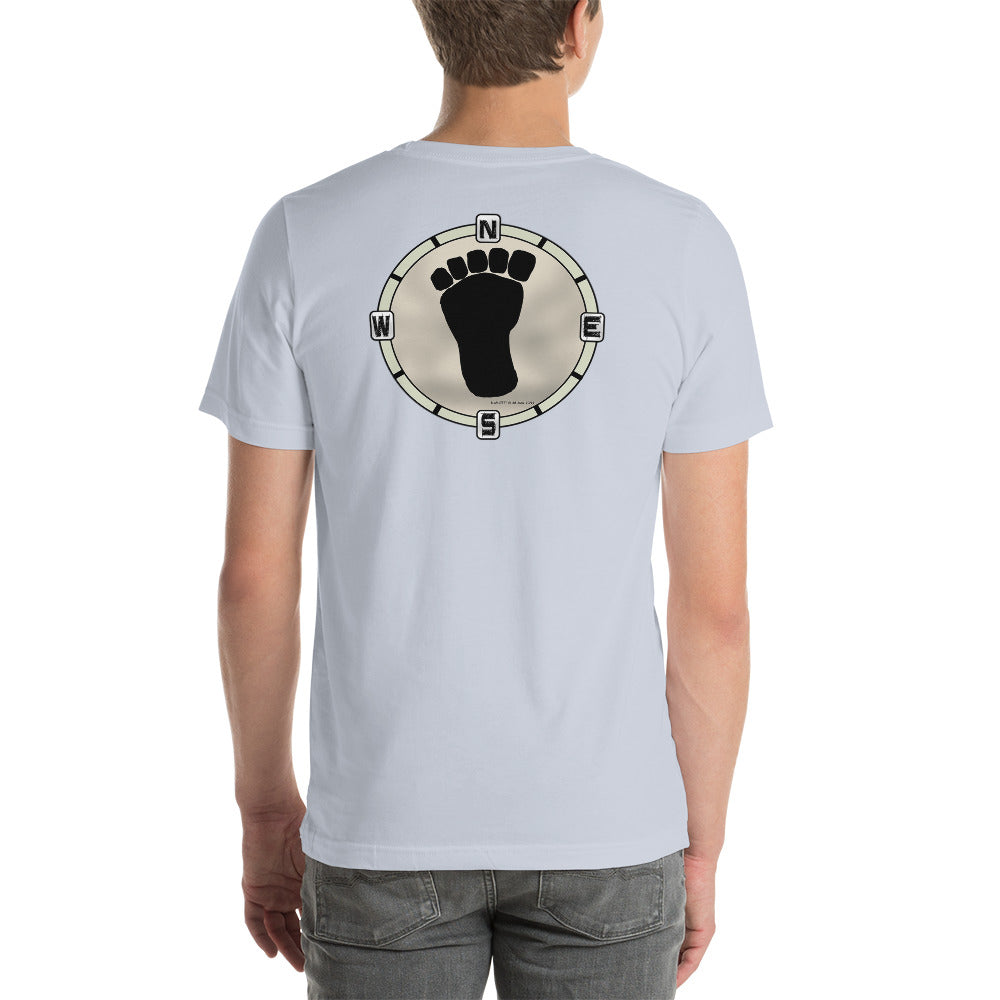 Foot Print Compass on back Unisex t-shirt 10 colors available