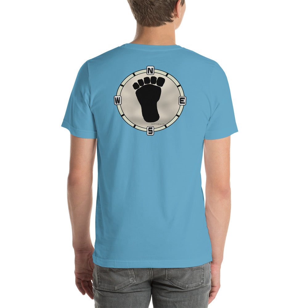 Foot Print Compass on back Unisex t-shirt 10 colors available