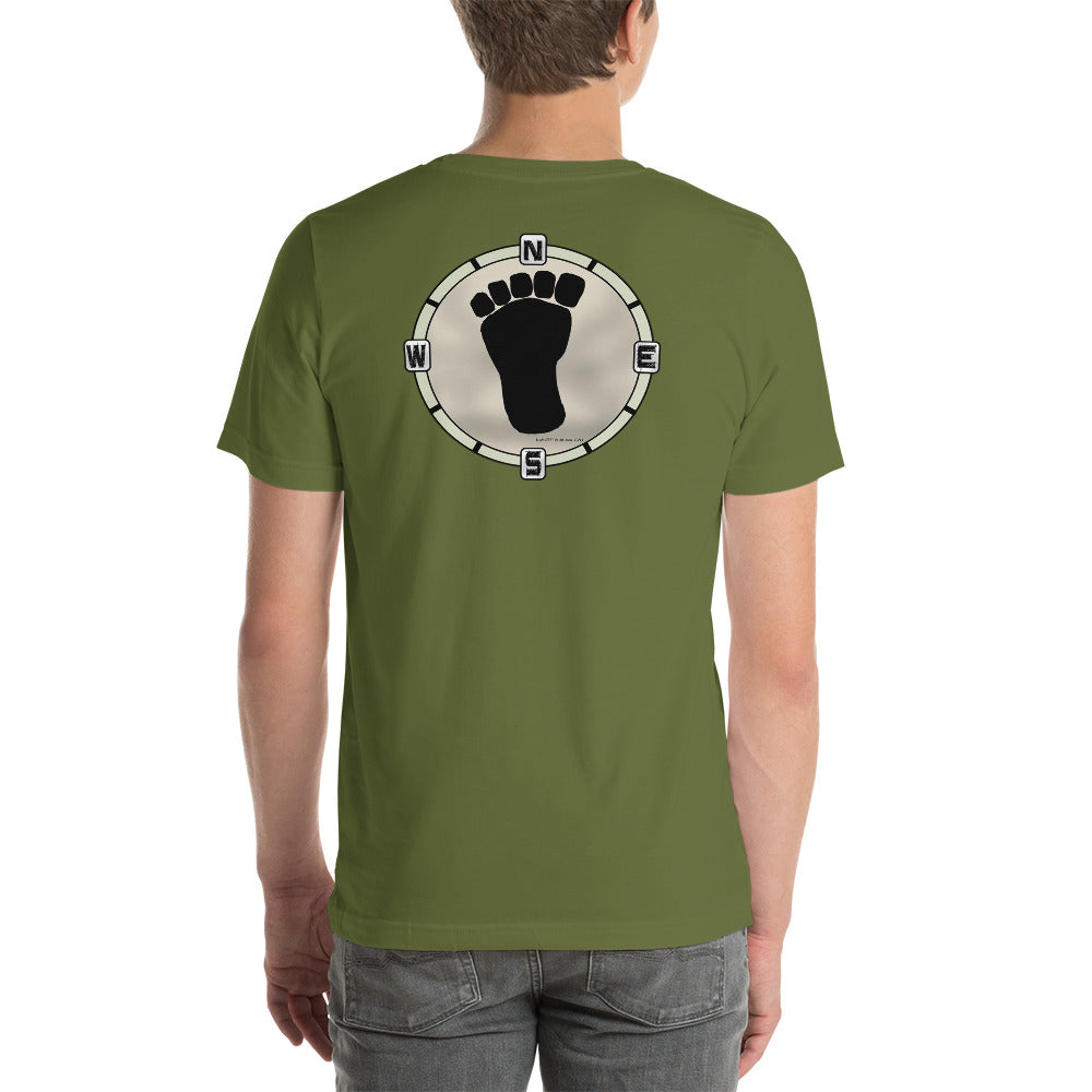 Foot Print Compass on back Unisex t-shirt 10 colors available