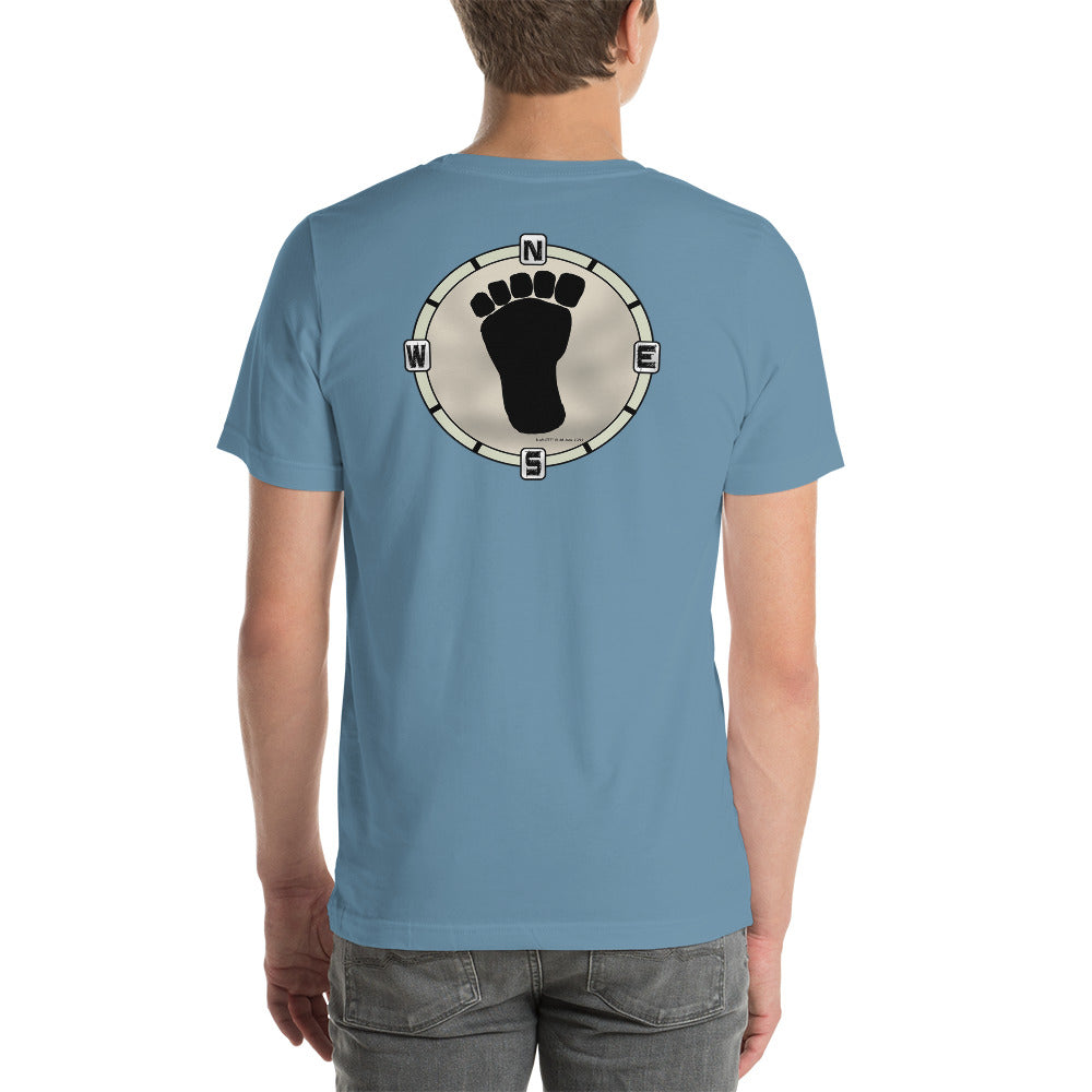 Foot Print Compass on back Unisex t-shirt 10 colors available