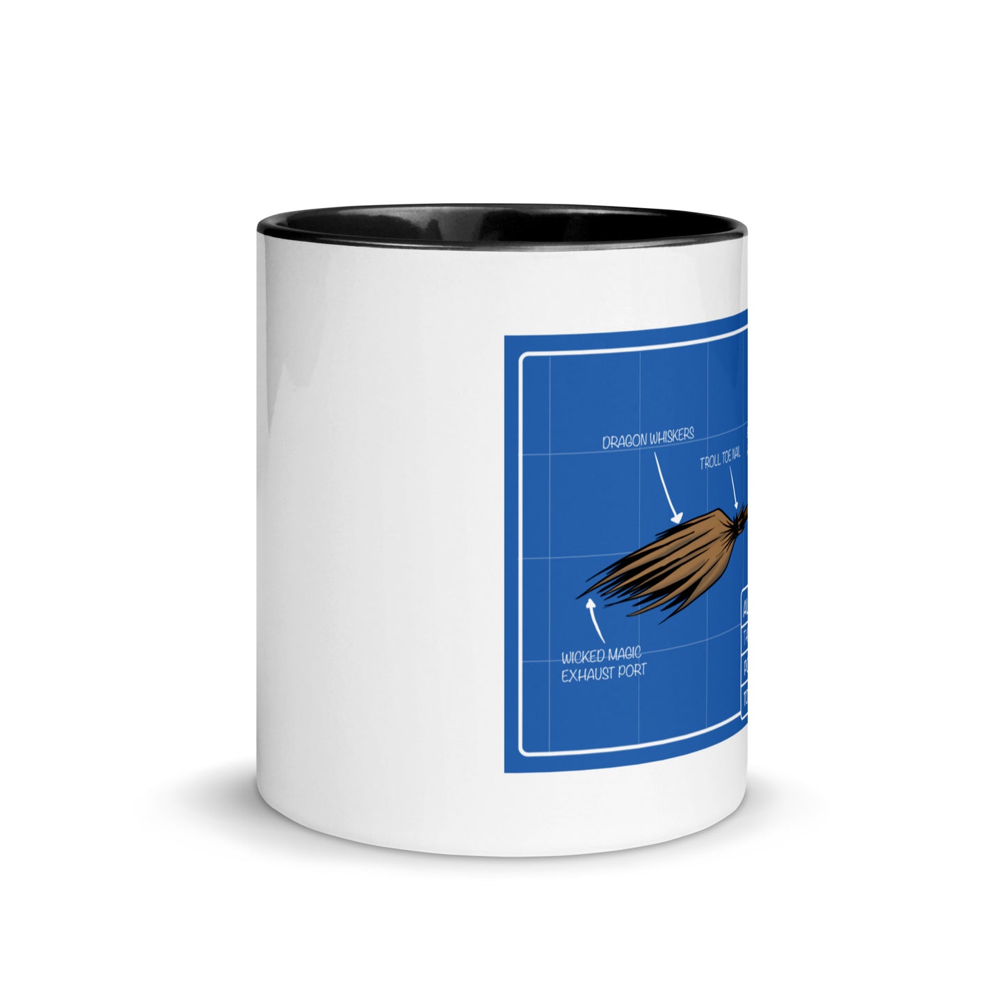Flying Broom Aviation Blueprint Mug with color inside