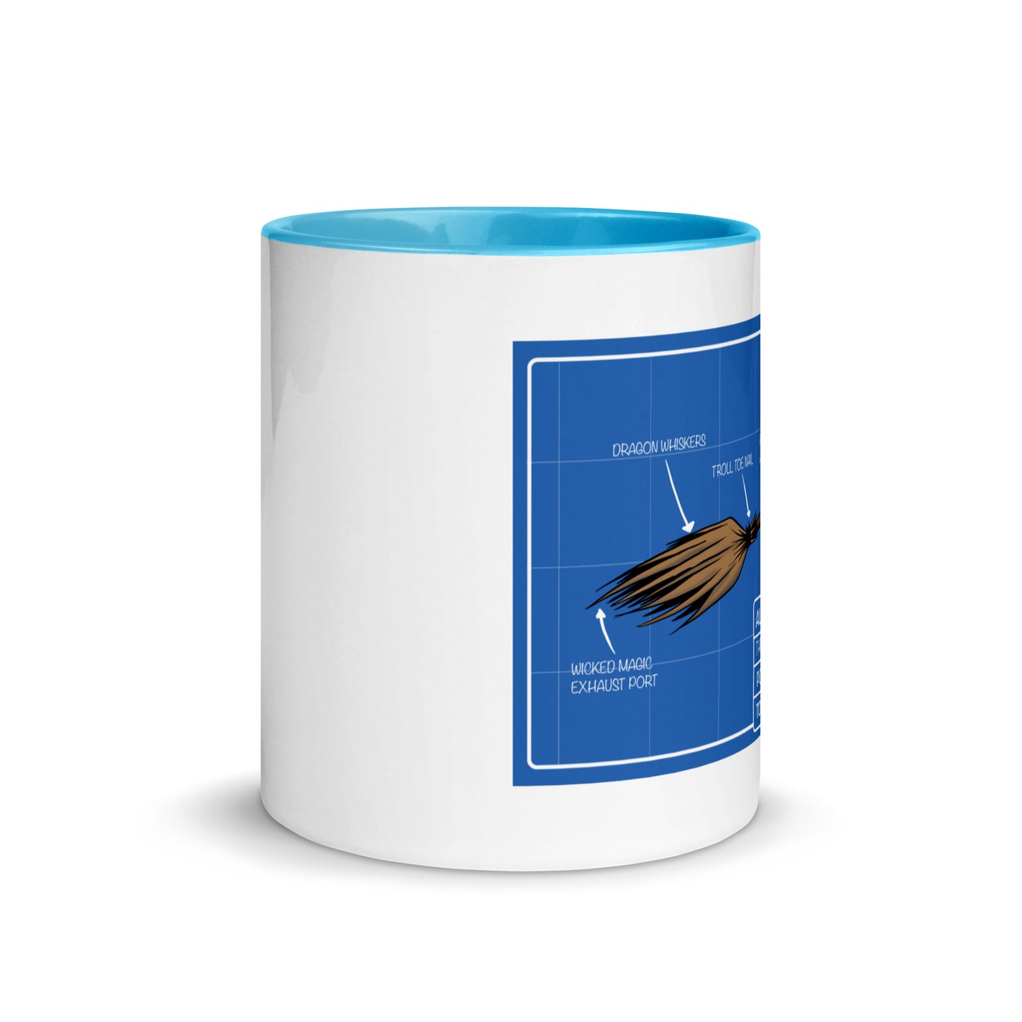 Flying Broom Aviation Blueprint Mug with color inside
