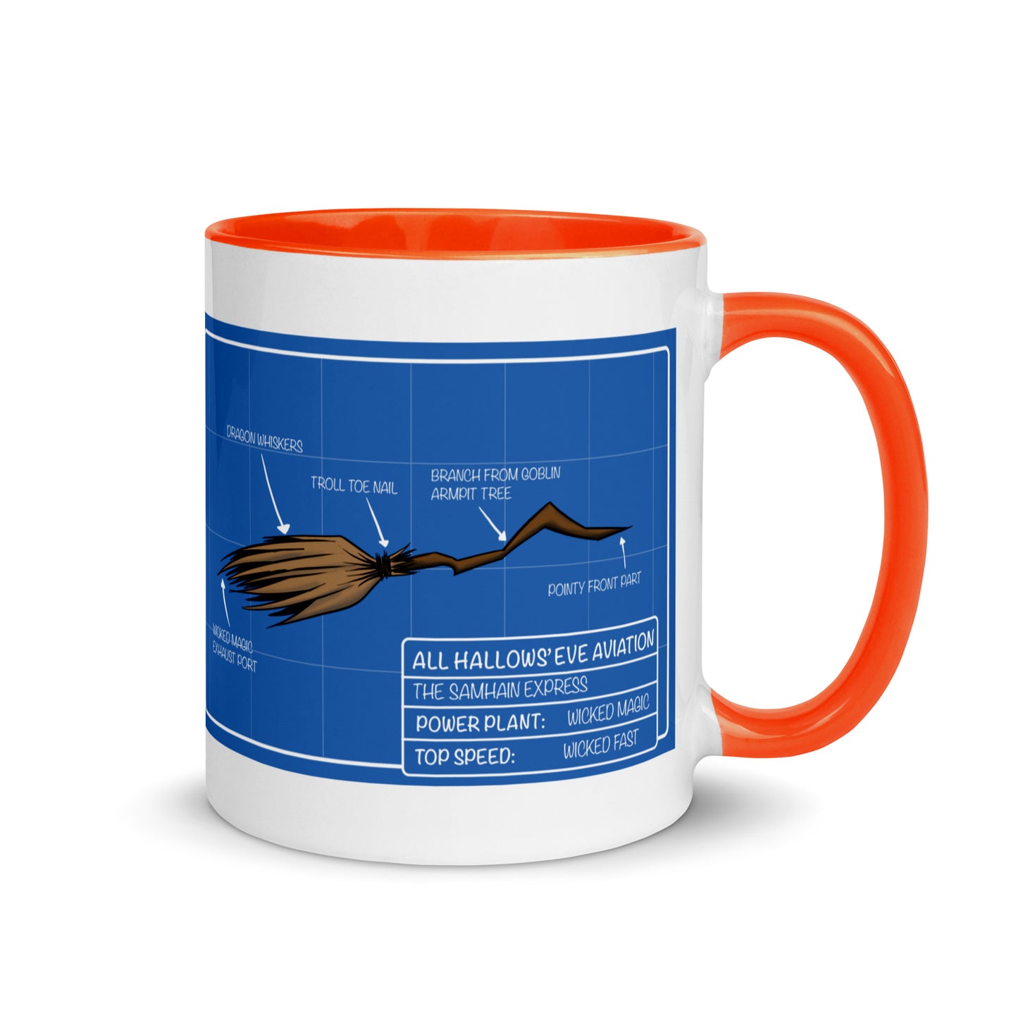 Flying Broom Aviation Blueprint Mug with color inside