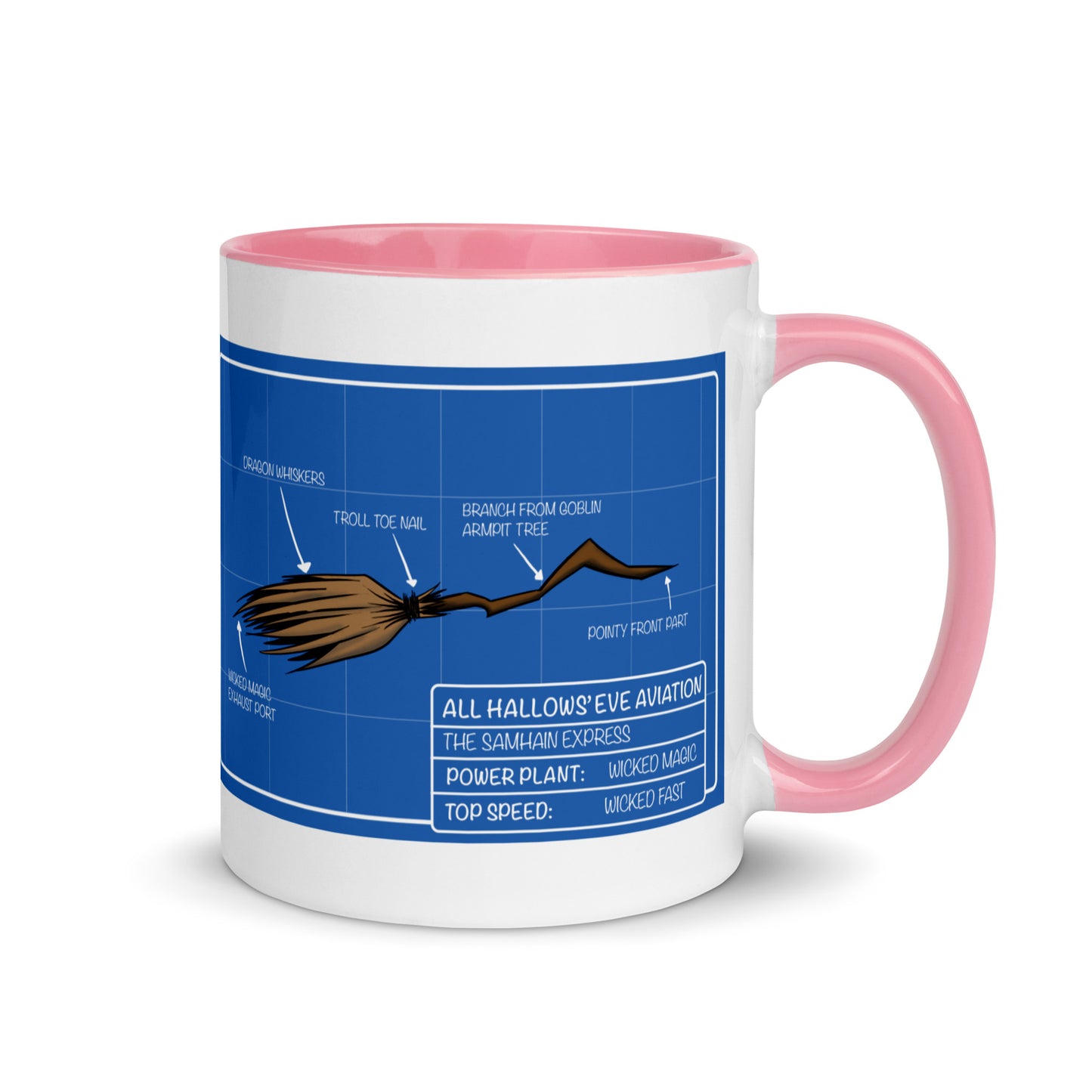 Flying Broom Aviation Blueprint Mug with color inside