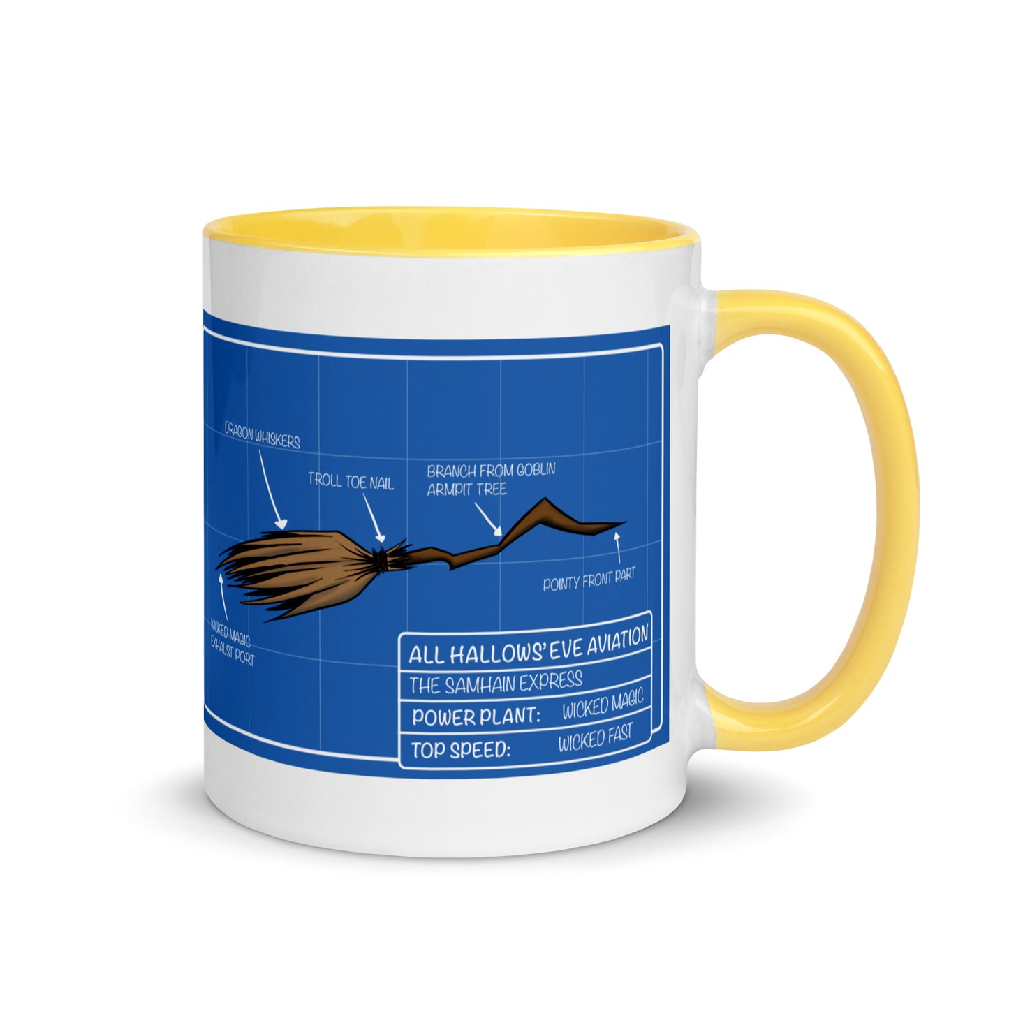 Flying Broom Aviation Blueprint Mug with color inside